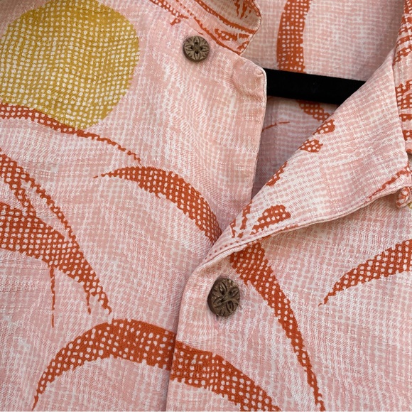 Tommy Bahama Orange/Rust Floral Hawaiian Silk Camp Shirt XL - Picture 6 of 13